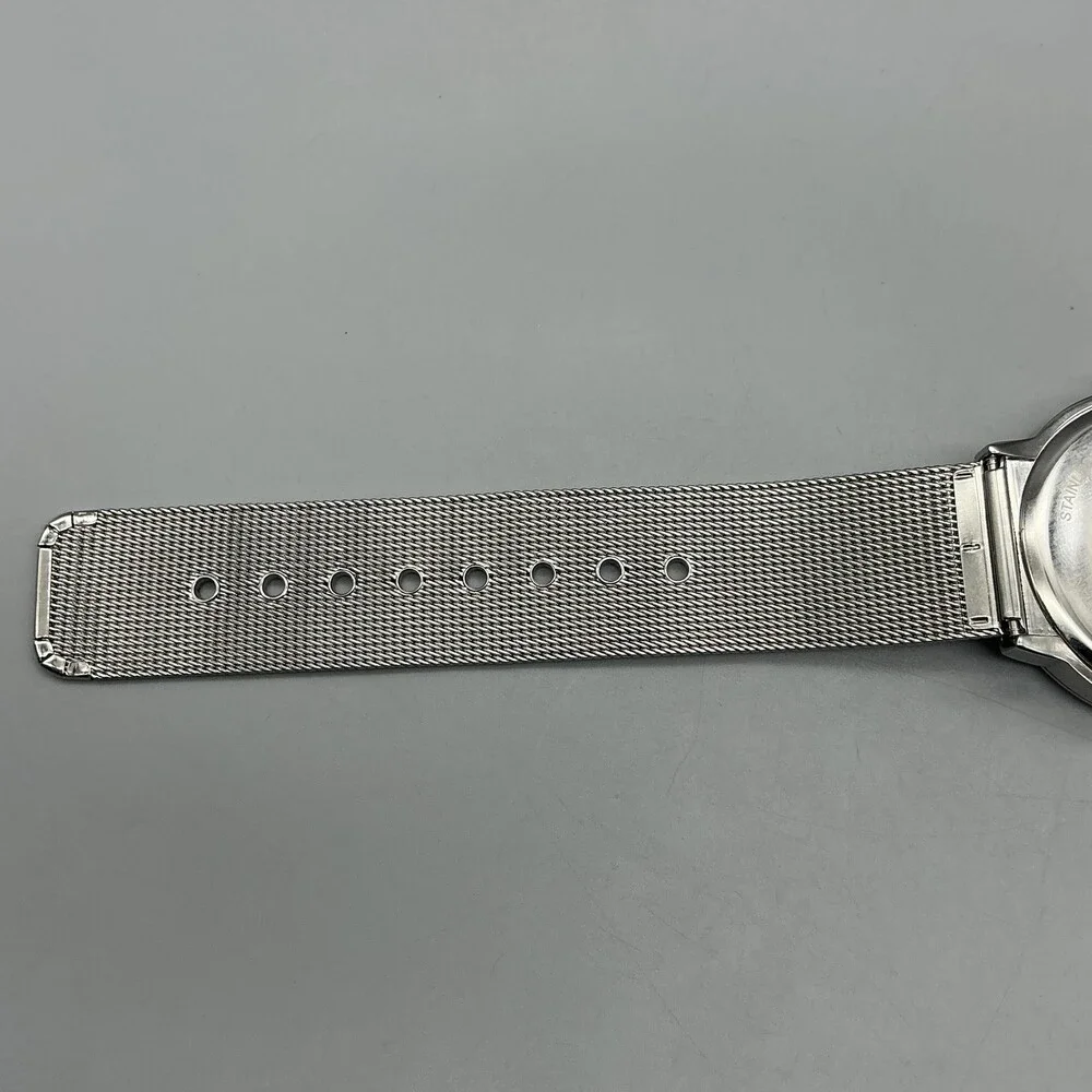 Kenneth Cole Mens Watch 42mm Silver Dial Stainless Mesh Band KCW3062 New Battery